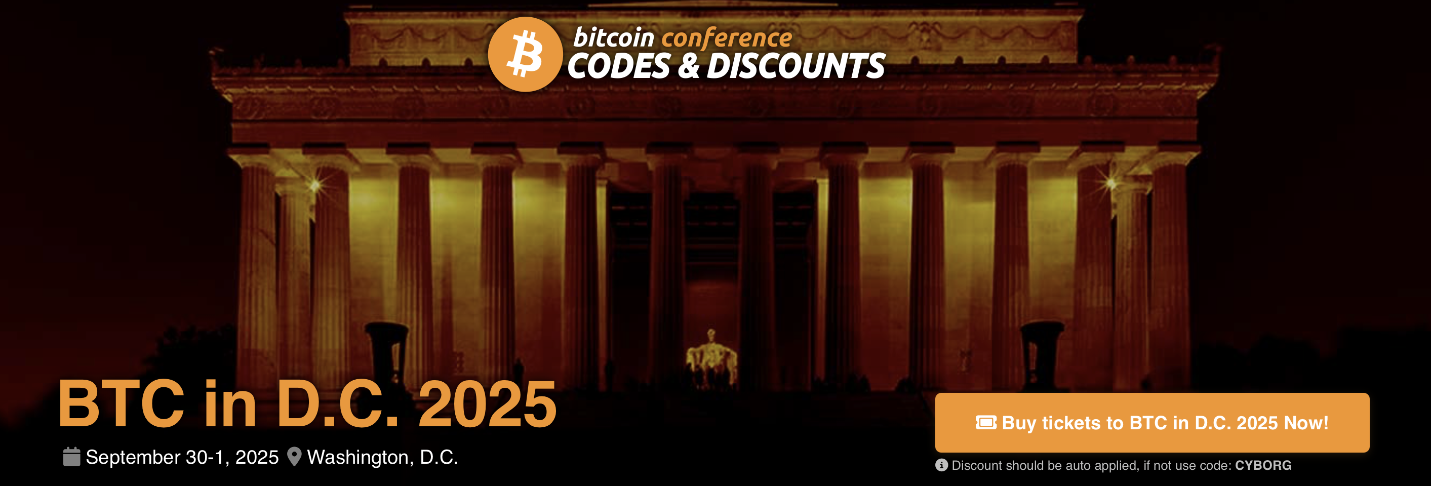 Save 10% on BTC in DC Bitcoin Conference Tickets use promo code: CYBORG -  Cris Cyborg Official Website